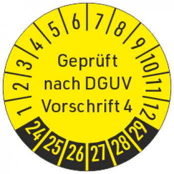 gelbe Prüfplaketten geprüft nach  DGUV V4