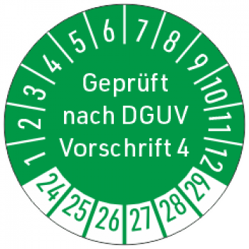 grüne Prüfmarken geprüft nach  DGUV V4