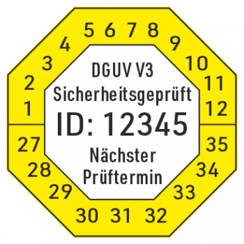 Prüfplakette DGUV V3 nummeriert