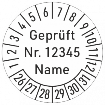 Pruefplaketten Geprüft mit Nummer