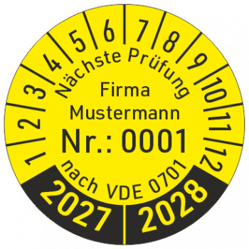 Prüfplaketten VDE 0701 mit Nummer