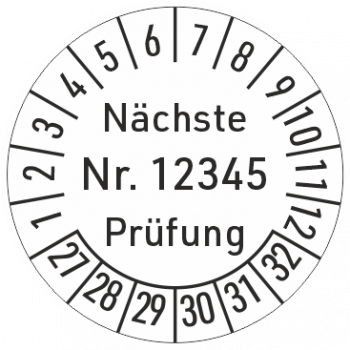 Prüfplakette Nächste Prüfung Nummeriert