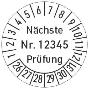 Prüfplakette Nächste Prüfung Nummeriert