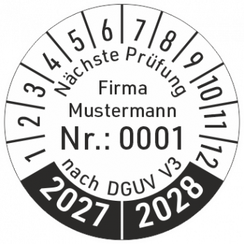 Prüfplaketten nummeriert mit Firma