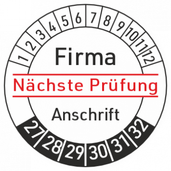 Prüfetikett mit Werbeaufdruck