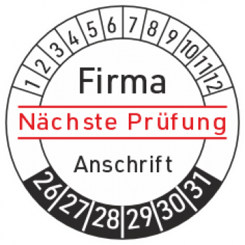 Prüfetikett mit Werbeaufdruck