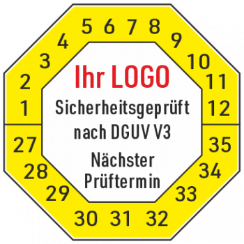Prüfplakette Sicherheitsgeprüft nach DGUV V3