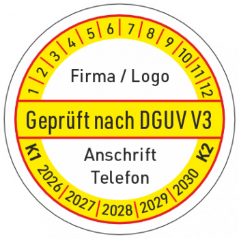 Prüfetiketten DGUV V3 mit Wunschtext