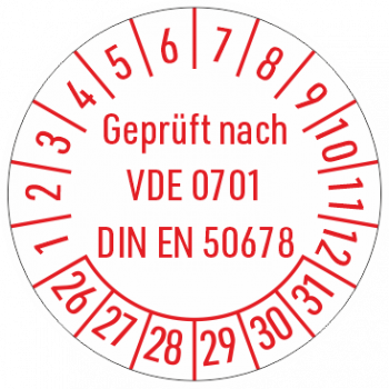 Prüfplaketten Geprüft nach VDE 0701