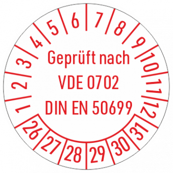 Prüfplaketten Geprüft nach VDE 0702