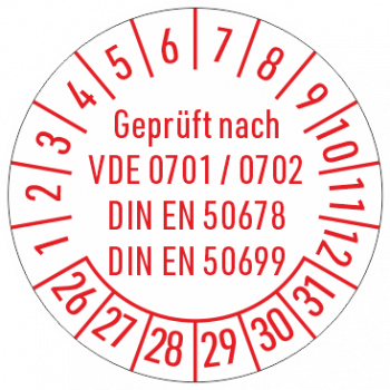 Prüfplaketten Geprüft nach VDE 0701/0702
