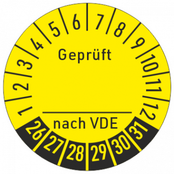 Prüfplaketten Geprüft nach VDE, checked by vde