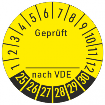 Prüfplaketten Geprüft nach VDE, checked by vde