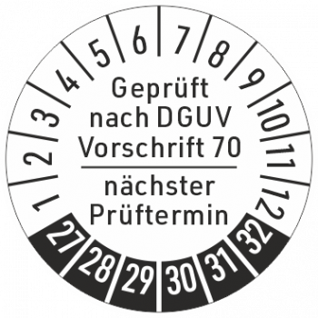 Prüfplaketten DGUV Vorschrift 70