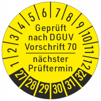 Prüfplakette DGUV Vorschrift 70