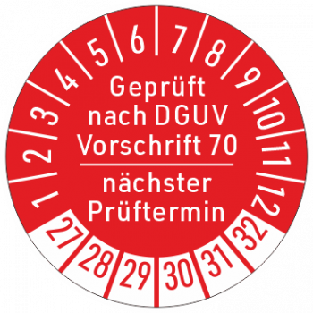 Prüfplaketten DGUV V70