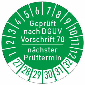 Prüfaufkleber DGUV Vorschrift 70