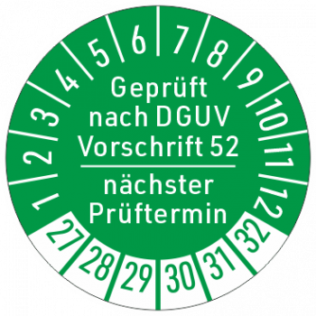 Prüfaufkleber DGUV V52 Prüfung Krane