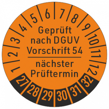 Prüfplakette DGUV Vorschrift 54