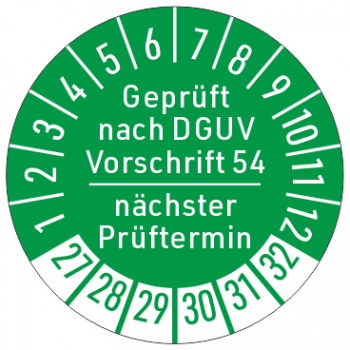 Prüfaufkleber DGUV Vorschrift 54, Winden, Hubgeräte