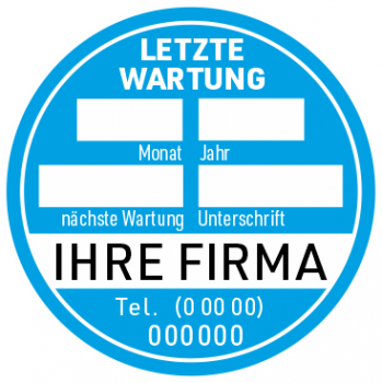 Wartungsaufkleber cyan