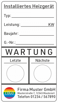 Wartungsplaketten Heizung