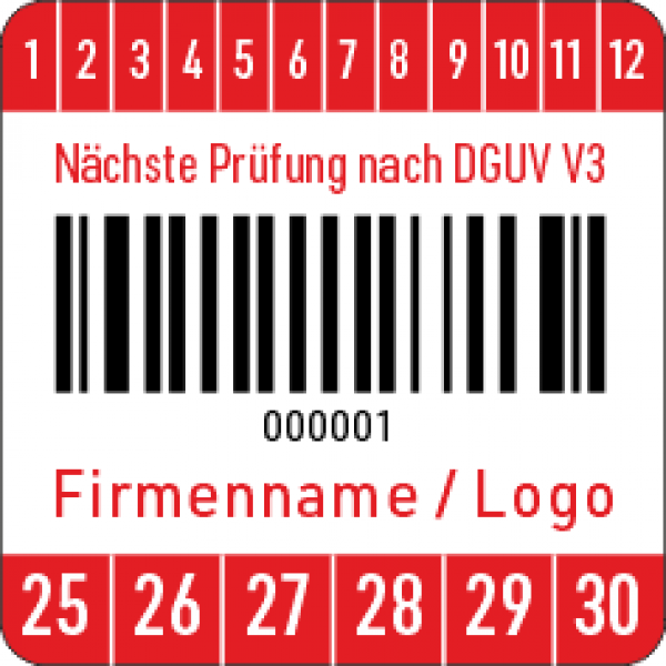 Barcodeaufkleber DGUV V3