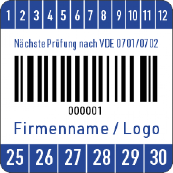 Barcodeprüfaufkleber VDE 0701/0702