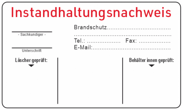 Instandhaltungsplakette Brandschutz