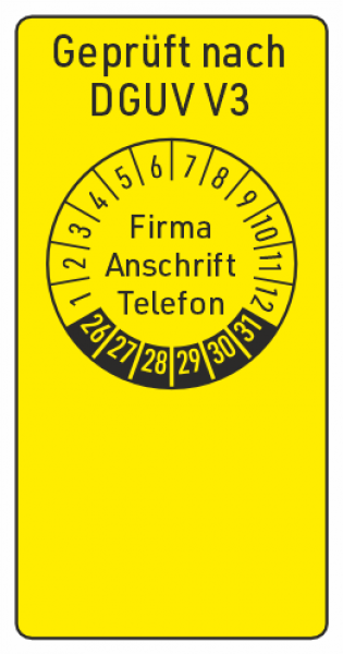 Kabelprüfetiketten DGUV V3