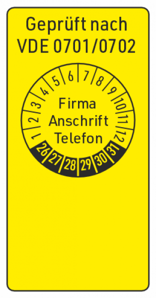 Kabelprüfplaketten VDE 0701 0702