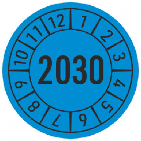 Prüfaufkleber 2030 blau