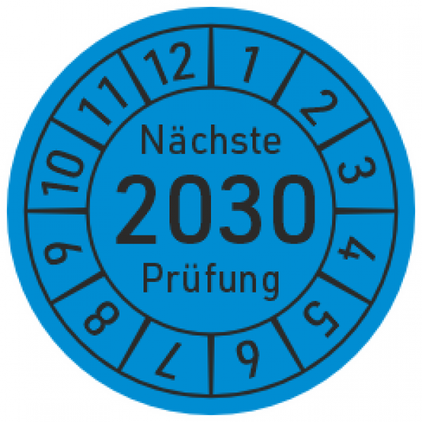 Prüfplaketten 2030 blau