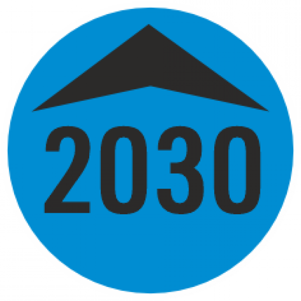 Prüfaufkleber 2030 blau