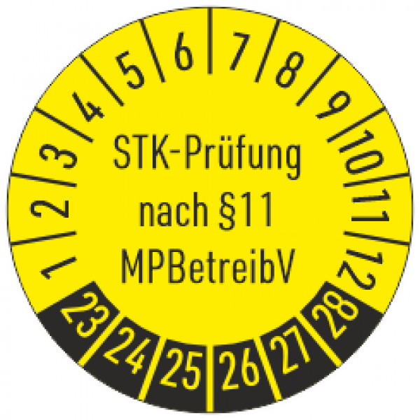 Prüfplakette STK-Prüfung nach §11 MPBetreibV
