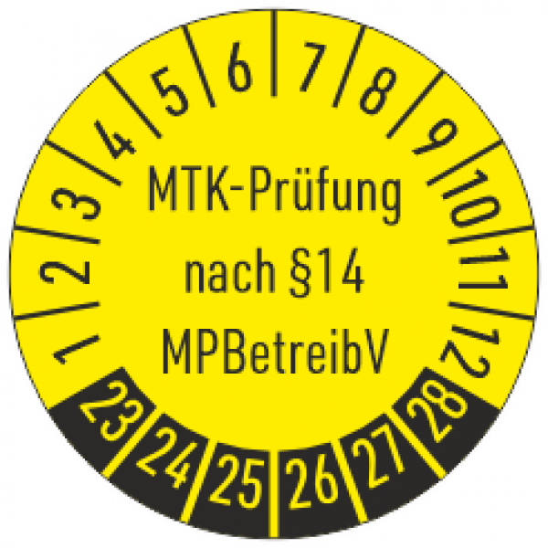 Prüfplakette MTK-Prüfung nach §14 MPBetreibV