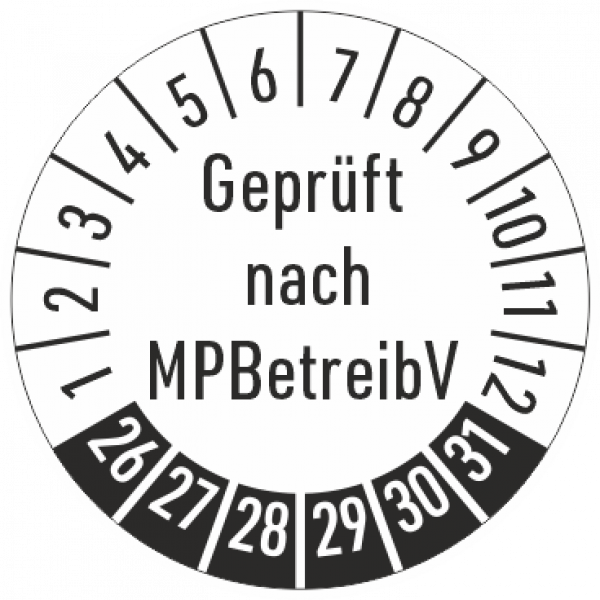 Prüfplakette Geprüft nach MPBetreib
