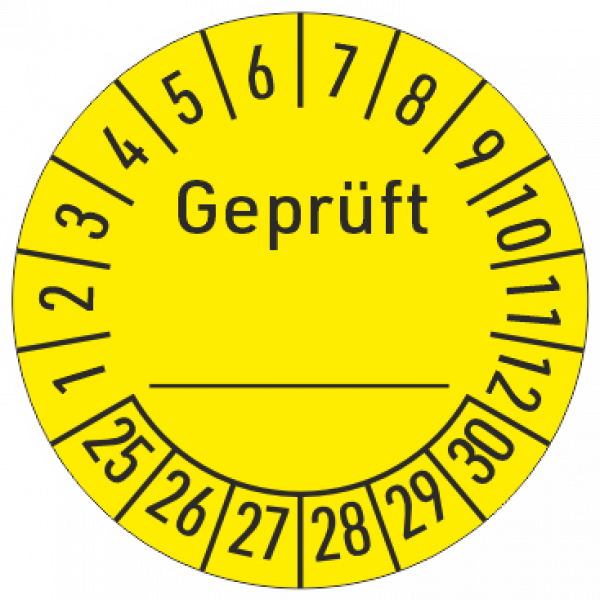 Prüfmarken Geprüft mit Unterschrift