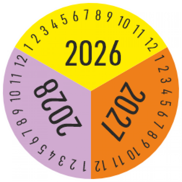 Jahresplakette Etikett 30mm Ø div 15-500 Stück Jahresprüfplakette 2023 Farben 