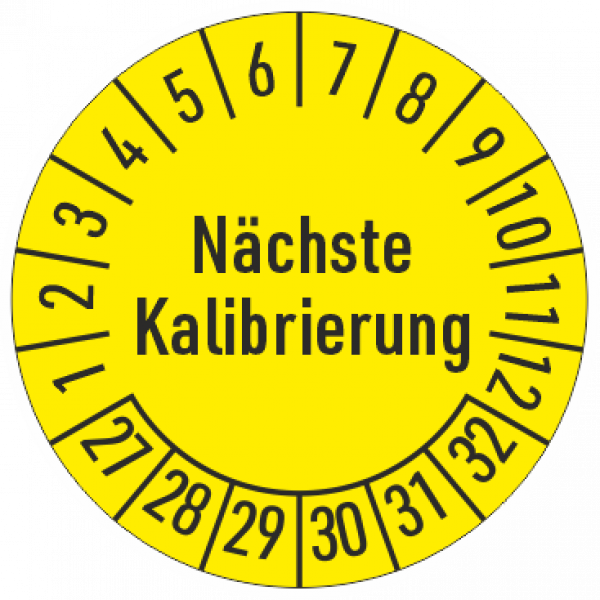 Prüfplaketten Nächste Kalibrierung