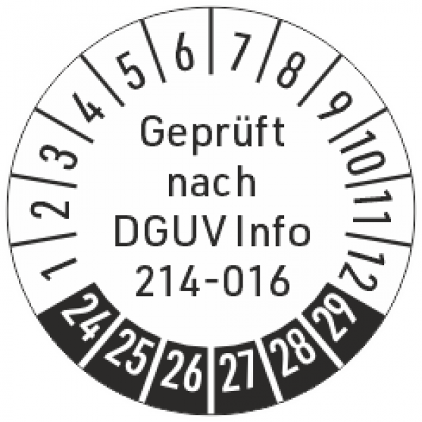Prüfaufkleber DGUV Regel 214-016