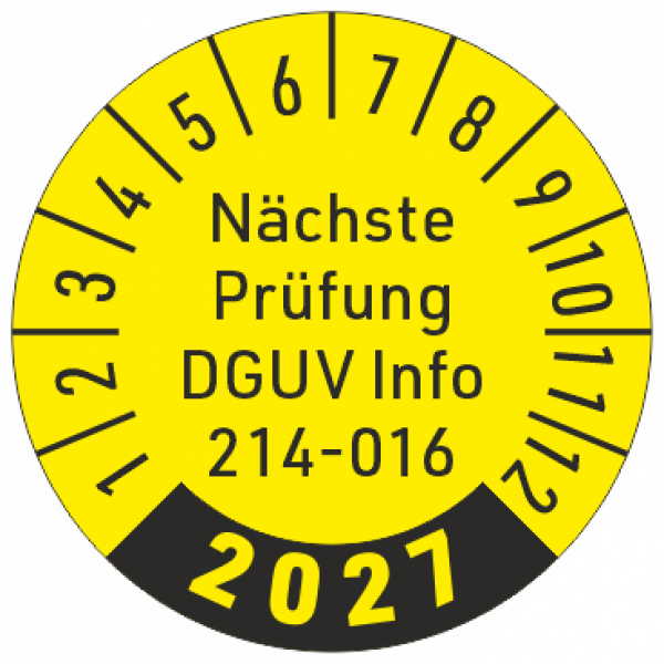 Prüfplakette DGUV Info 214-016,