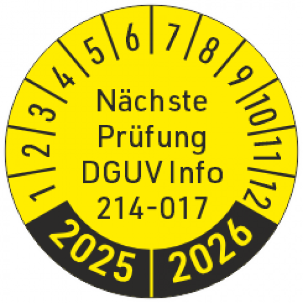 Prüfplakette DGUV Info 214-017