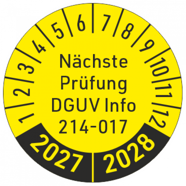 Prüfplakette DGUV Info 214-017