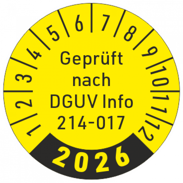Prüfplakette DGUV Info 214-017