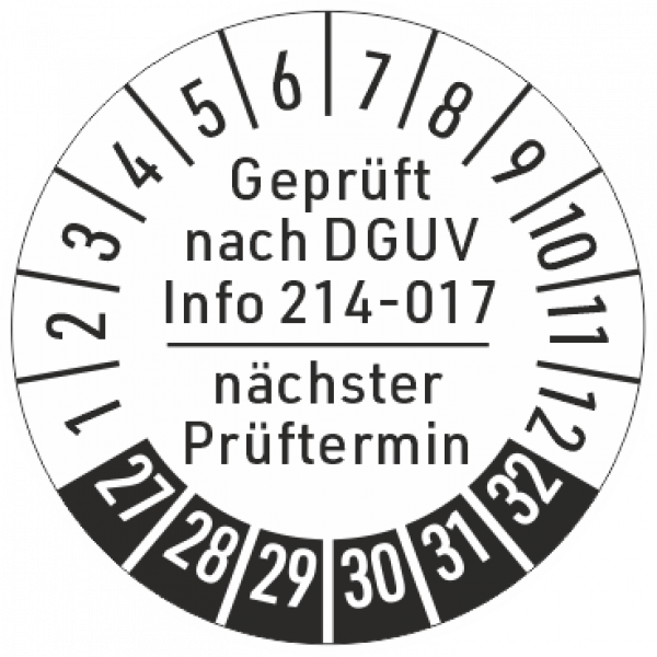 Prüfplaketten DGUV Info 214-017