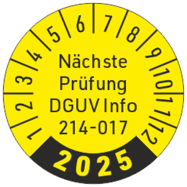 Prüfplakette DGUV Information 214-017