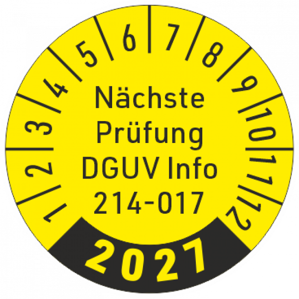 Prüfplakette DGUV Information 214-017
