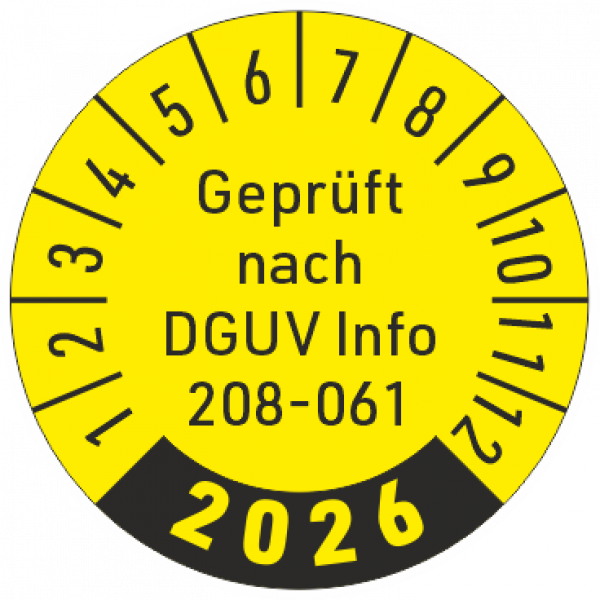 Prüfplakette DGUV Information 208-061