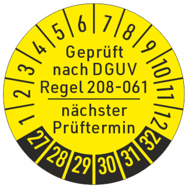 Prüfplaketten DGUV Info 208-061
